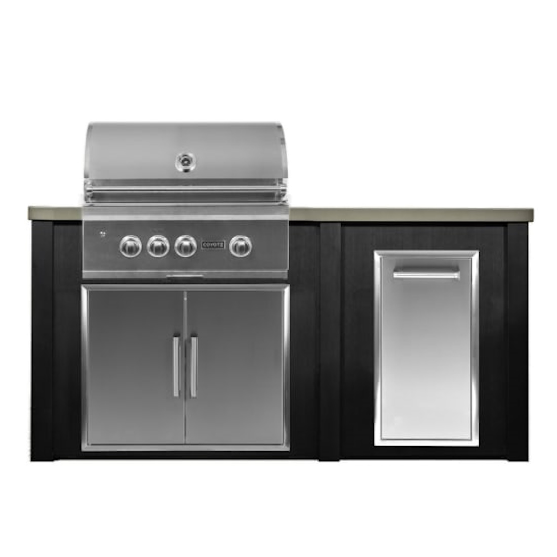 Haven Outdoor 6 Foot Coyote Outdoor Kitchen Island with Trash Center