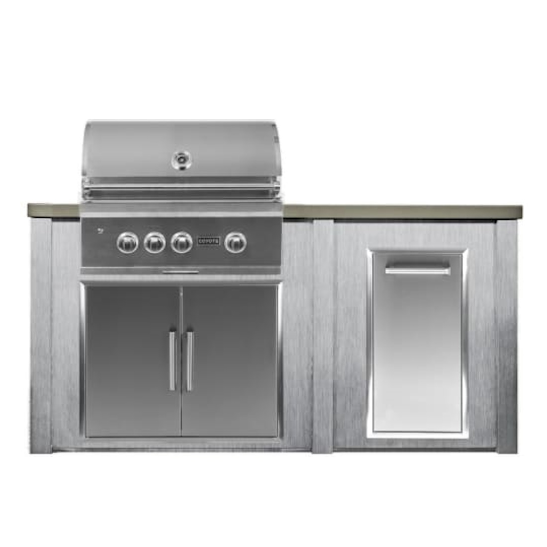 Haven Outdoor 6 Foot Coyote Outdoor Kitchen Island with Trash Center