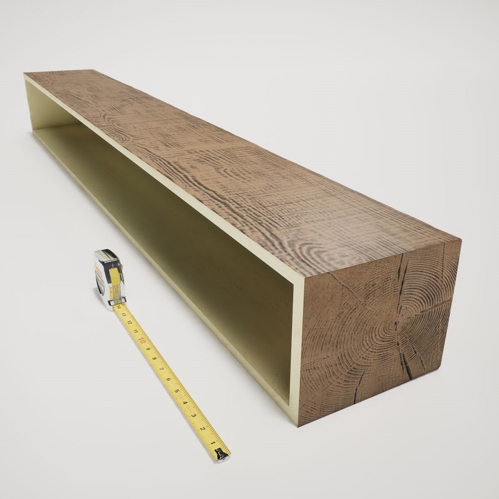 Ekena Millwork 84 Inch Heritage Timber Rustic Sawn Faux Wood Mantel Shelf - 10 Inch Depth
