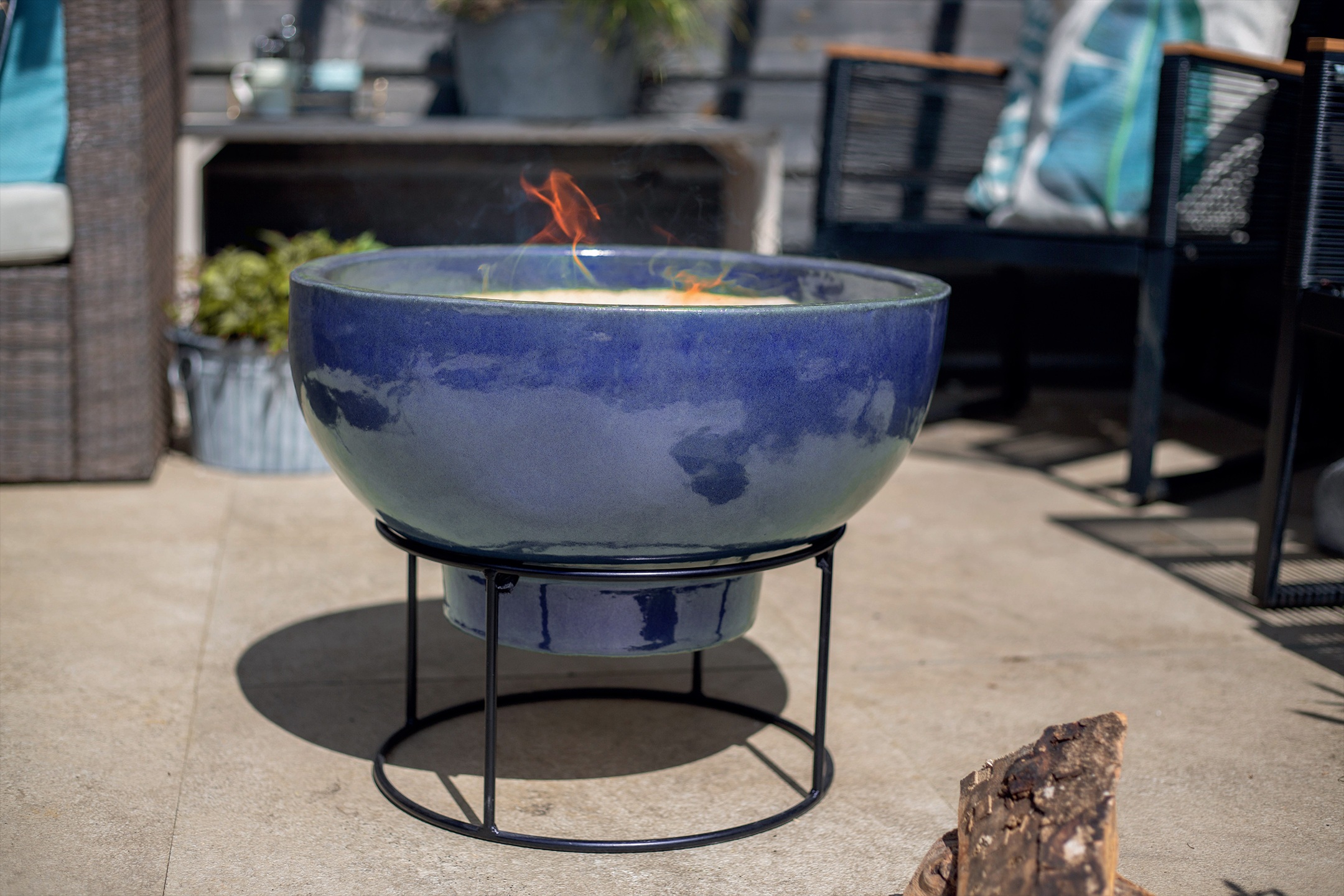 HR Tech USA 21 Inch Glazed Stoneware Multi-Fuel Fire Bowl