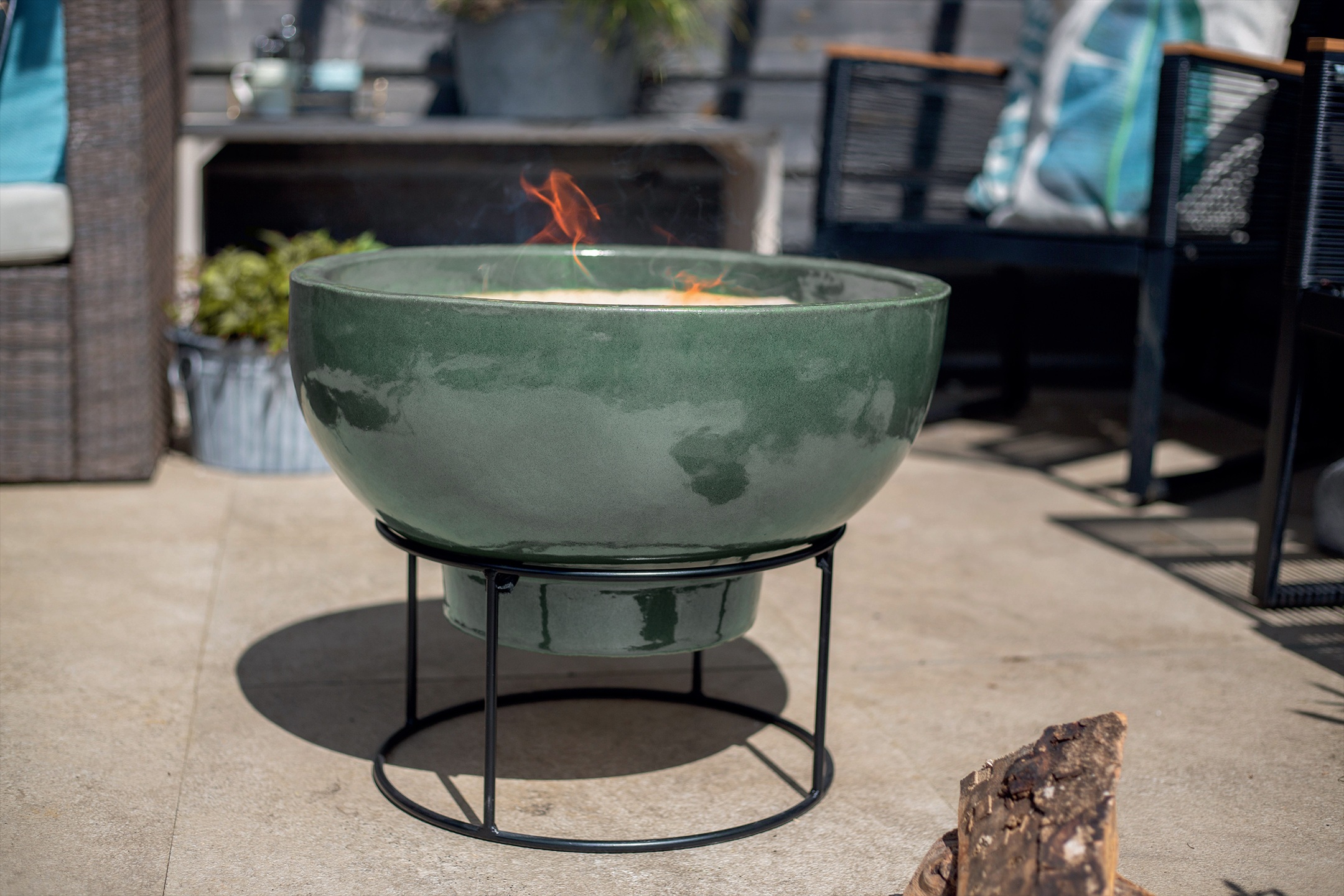 HR Tech USA 21 Inch Glazed Stoneware Multi-Fuel Fire Bowl