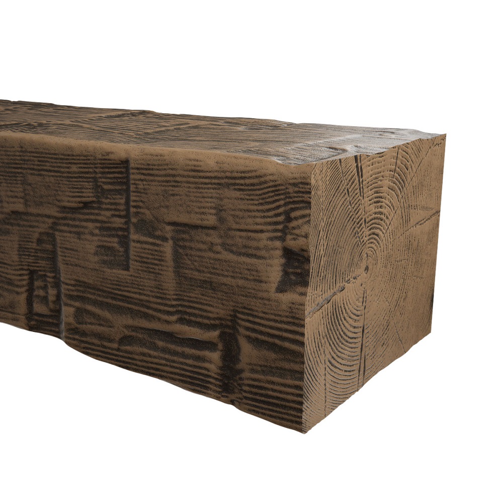 Ekena Millwork 90 Inch Heritage Timber Reclaimed Axed Cut Faux Wood Mantel Shelf - 8 Inch Depth