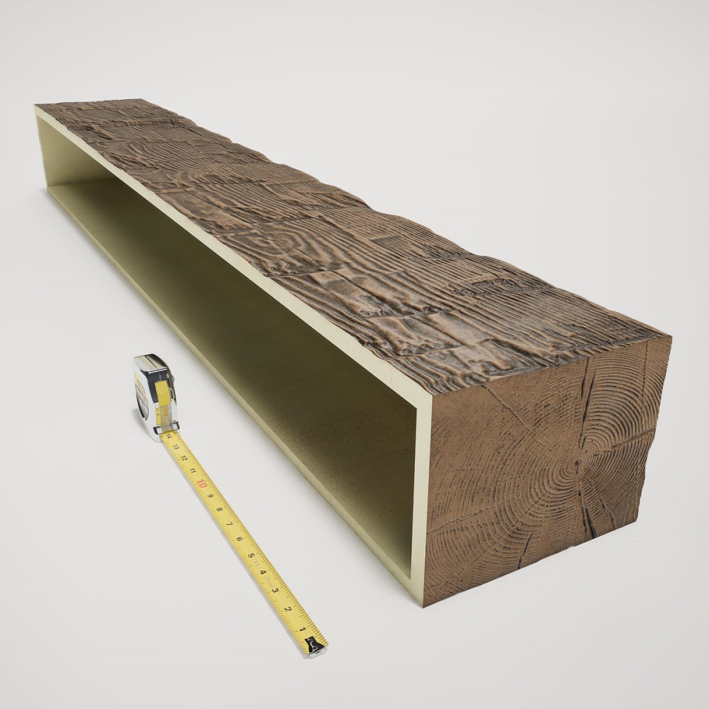 Ekena Millwork 90 Inch Heritage Timber Reclaimed Axed Cut Faux Wood Mantel Shelf - 8 Inch Depth