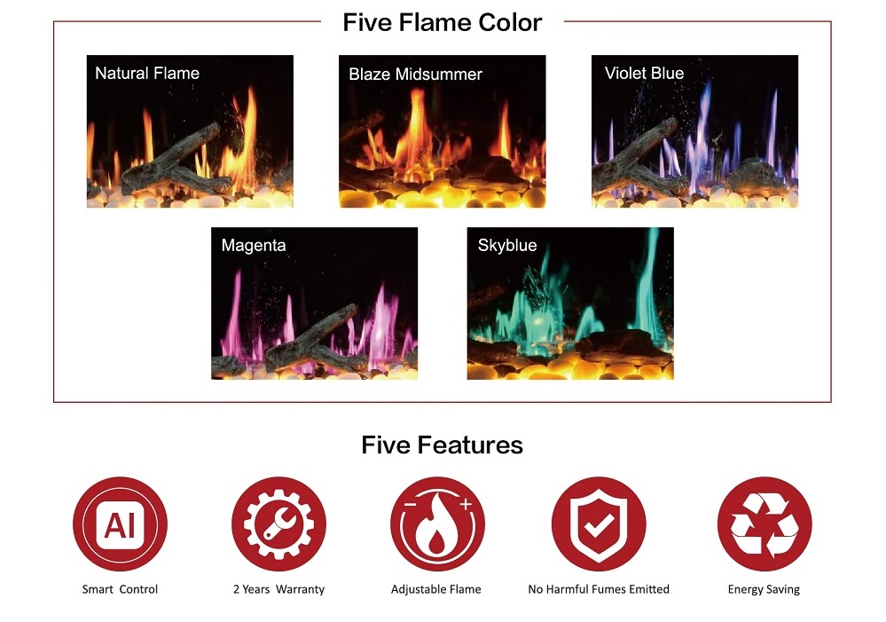 Litedeer Homes 30 Inch LiteStar Smart Electric Fireplace Insert (Modern)