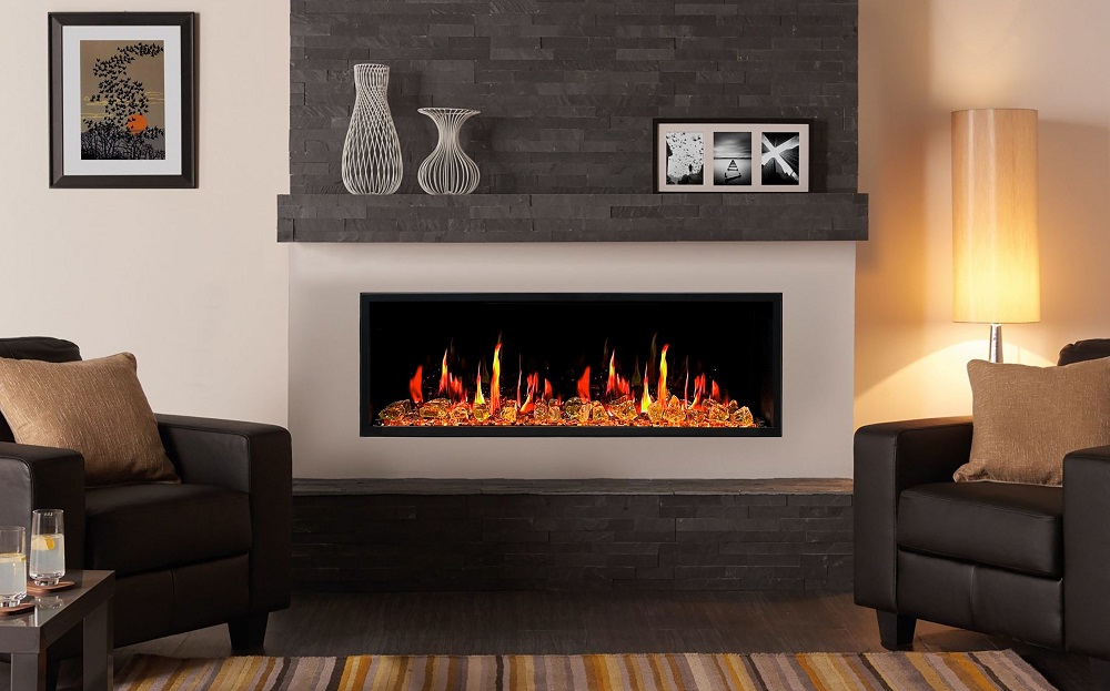 Litedeer Homes 45 Inch Latitude Built-In Linear Electric Fireplace with Fire Media
