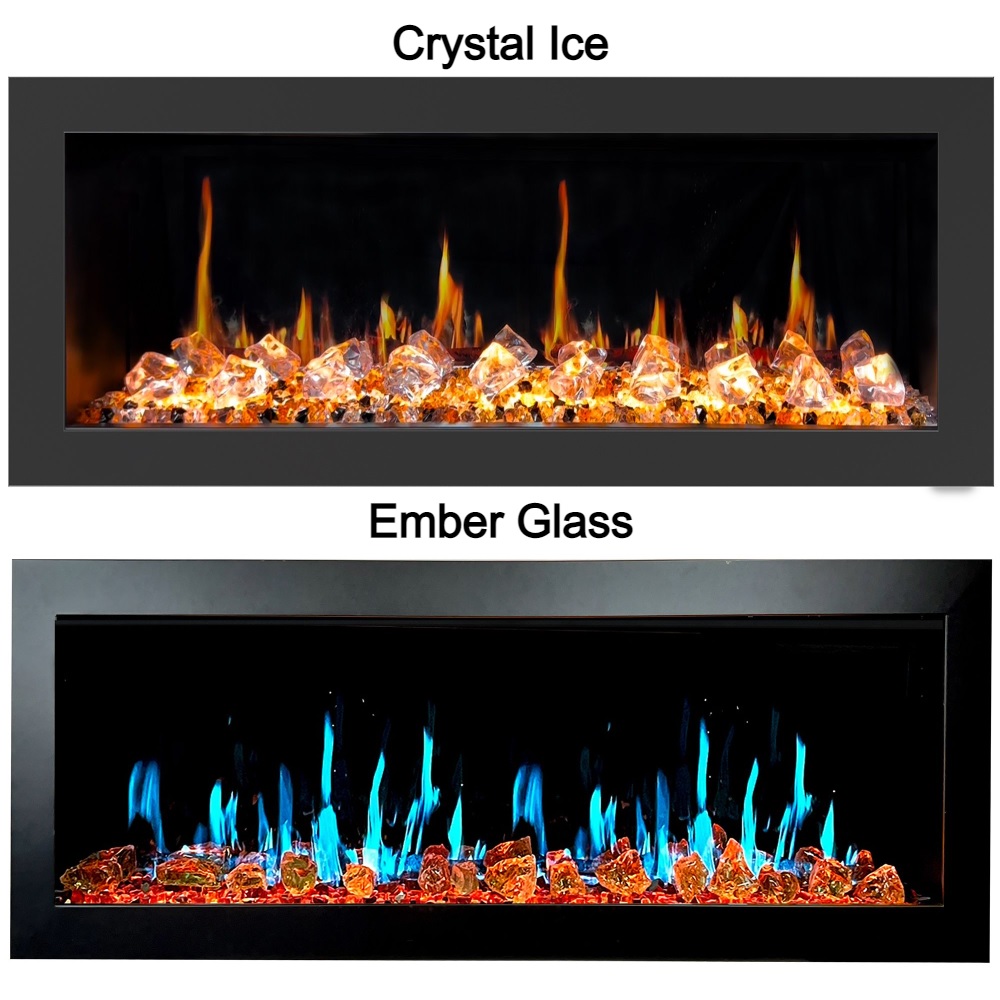 Litedeer Homes 48 Inch Latitude II Push-In Linear Electric Fireplace with Fire Media