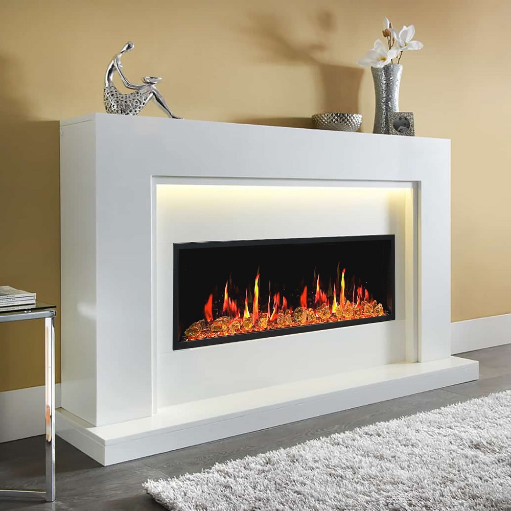 Litedeer Homes 55 Inch Latitude Built-In Linear Electric Fireplace with Fire Media