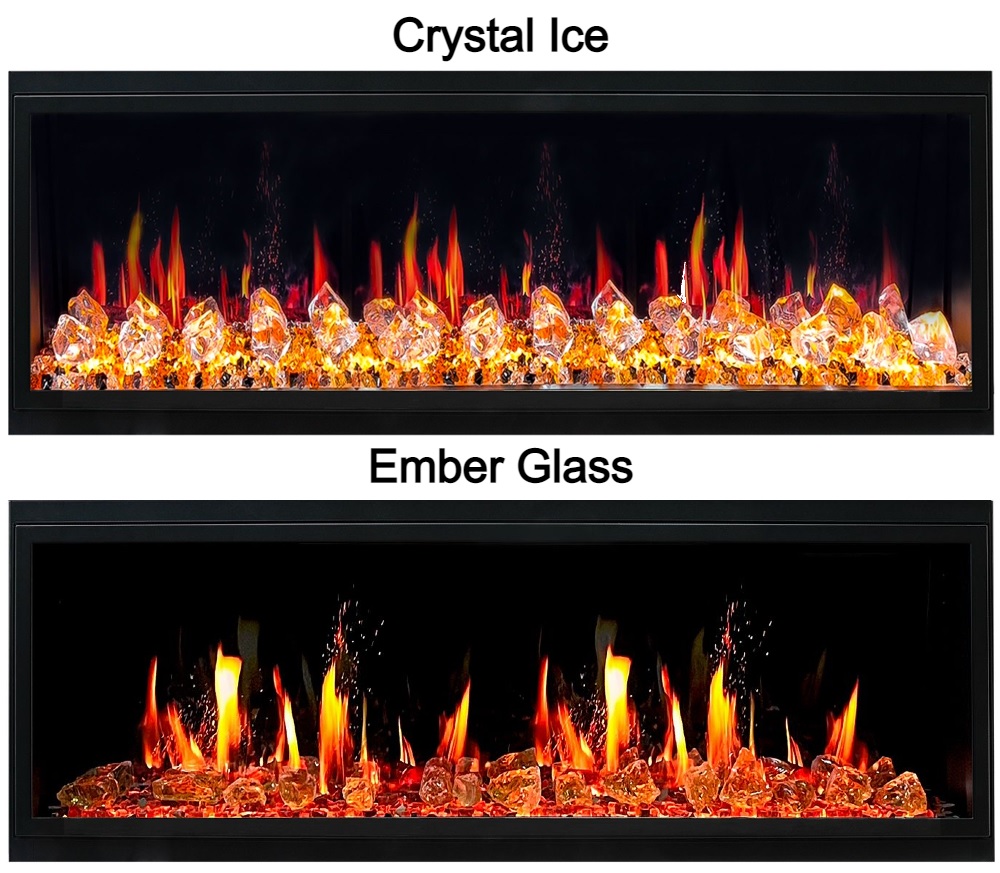 Litedeer Homes 55 Inch Latitude Built-In Linear Electric Fireplace with Fire Media