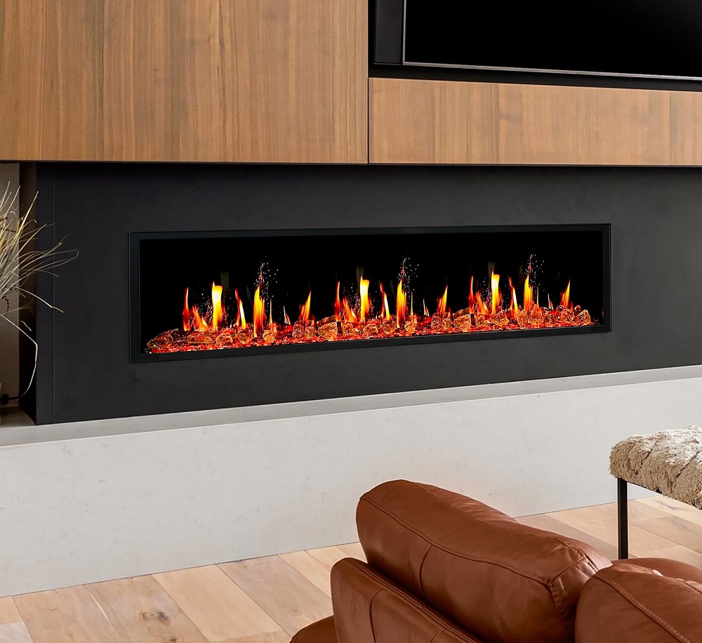 Litedeer Homes 65 Inch Latitude Built-In Linear Electric Fireplace with Fire Media