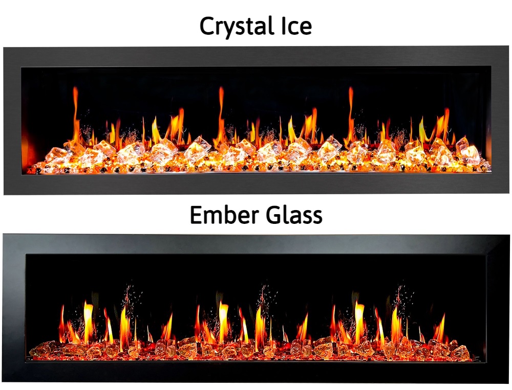 Litedeer Homes 68 Inch Latitude II Push-In Linear Electric Fireplace with Fire Media