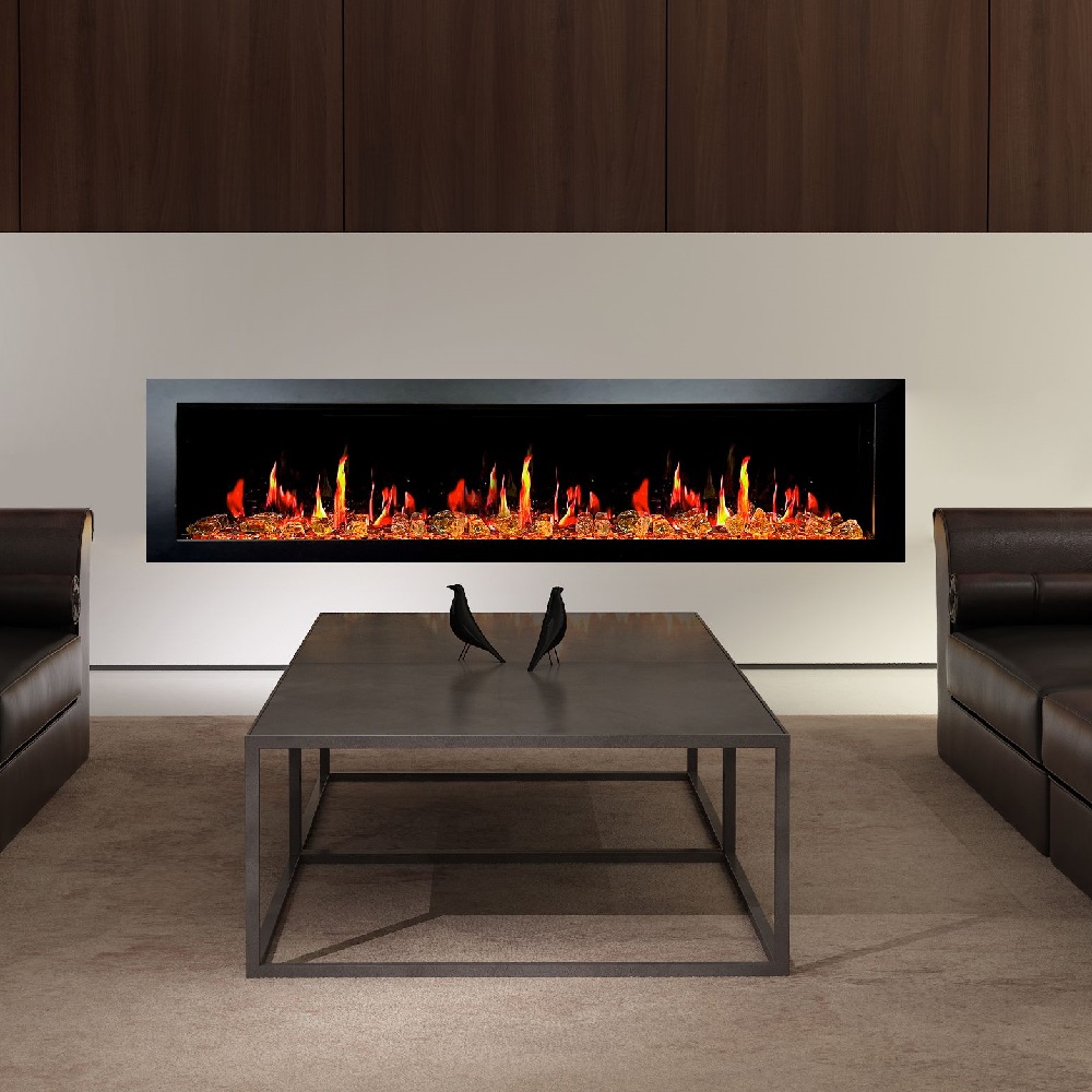Litedeer Homes 78 Inch Latitude II Push-In Linear Electric Fireplace with Fire Media