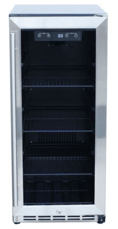 American Made Grills 15 Inch Outdoor Rated Fridge with Glass Door