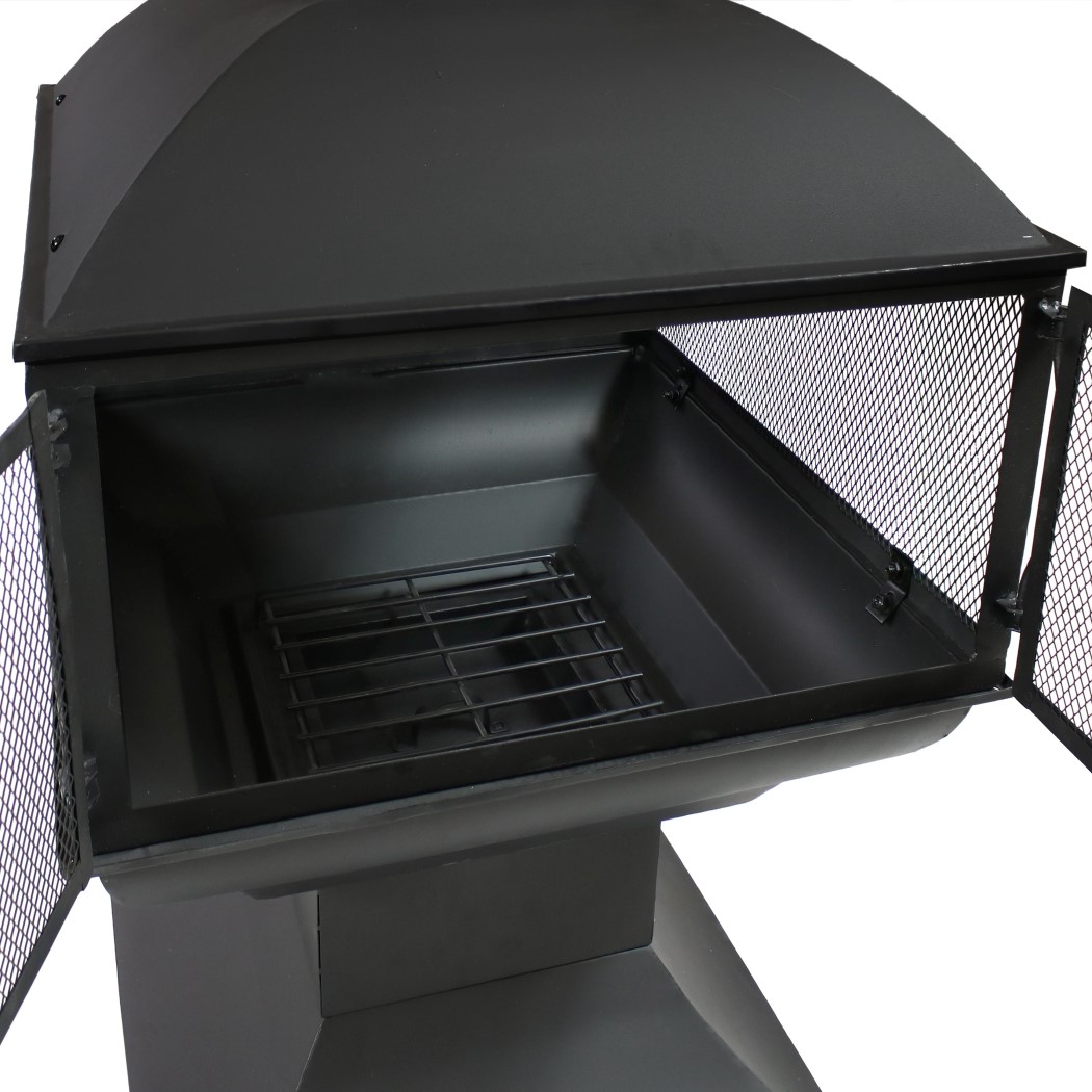Sunnydaze 57 Inch Black Steel 360-Degree Outdoor Patio Wood Burning Chiminea
