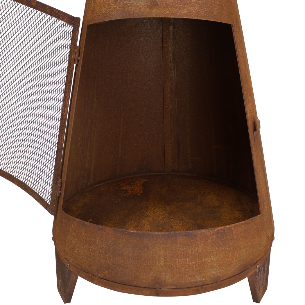 Sunnydaze 70 Inch Oxidized Steel Freestanding Outdoor Wood Burning Chiminea