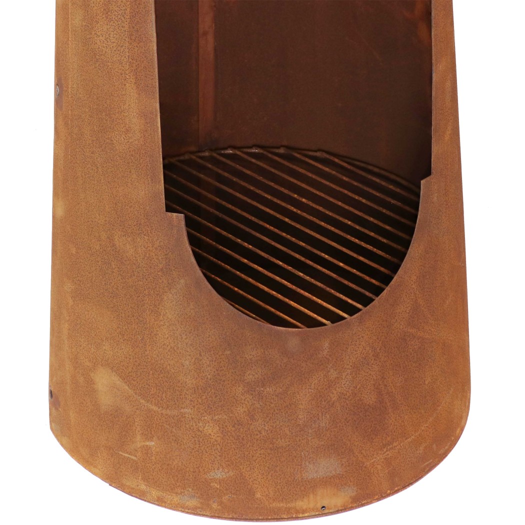 Sunnydaze 50 Inch Oxidized Steel Santa Fe Outdoor Patio Wood Burning Chiminea