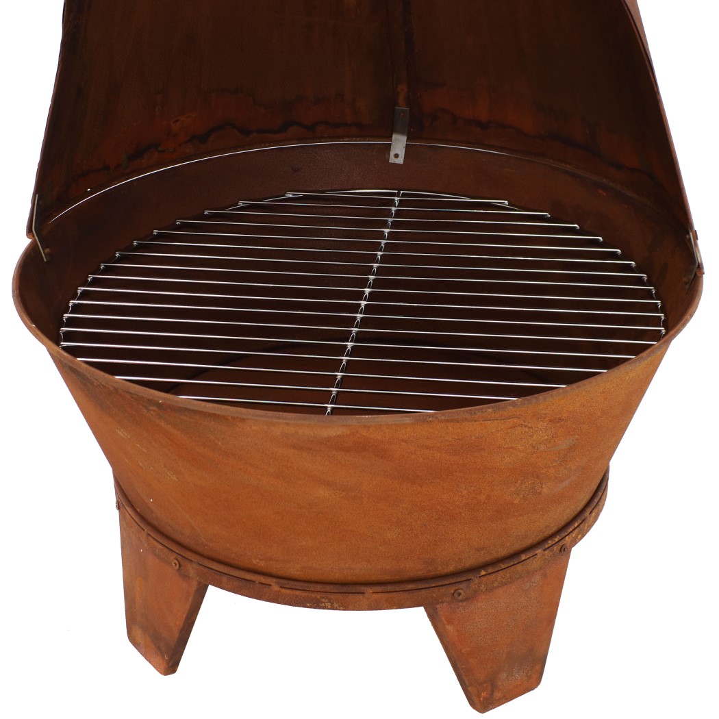Sunnydaze 6 Foot Oxidized Steel Mexican Style Outdoor Patio Wood Burning Chiminea