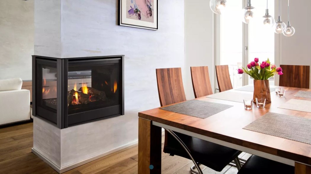 Majestic 36 Inch Pier Direct Vent 3-Sided Natural Gas Fireplace with IntelliFire Touch Ignition