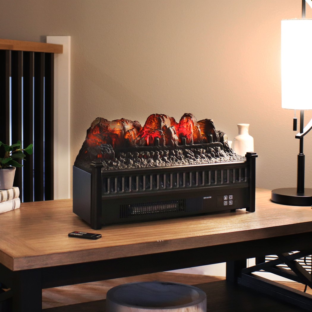 SunnyDaze 23 Inch Black Heated Log Electric Fireplace Insert