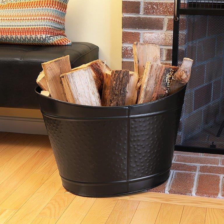 Minuteman Black Fireplace Log Bin