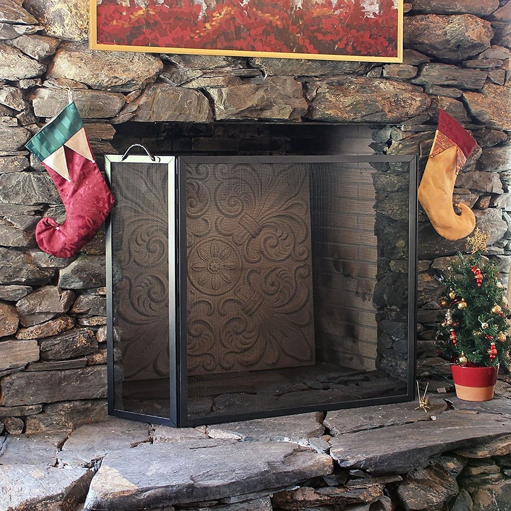 Minuteman 58 Inch Graphite Twisted Rope Folding Screen With Flat Top