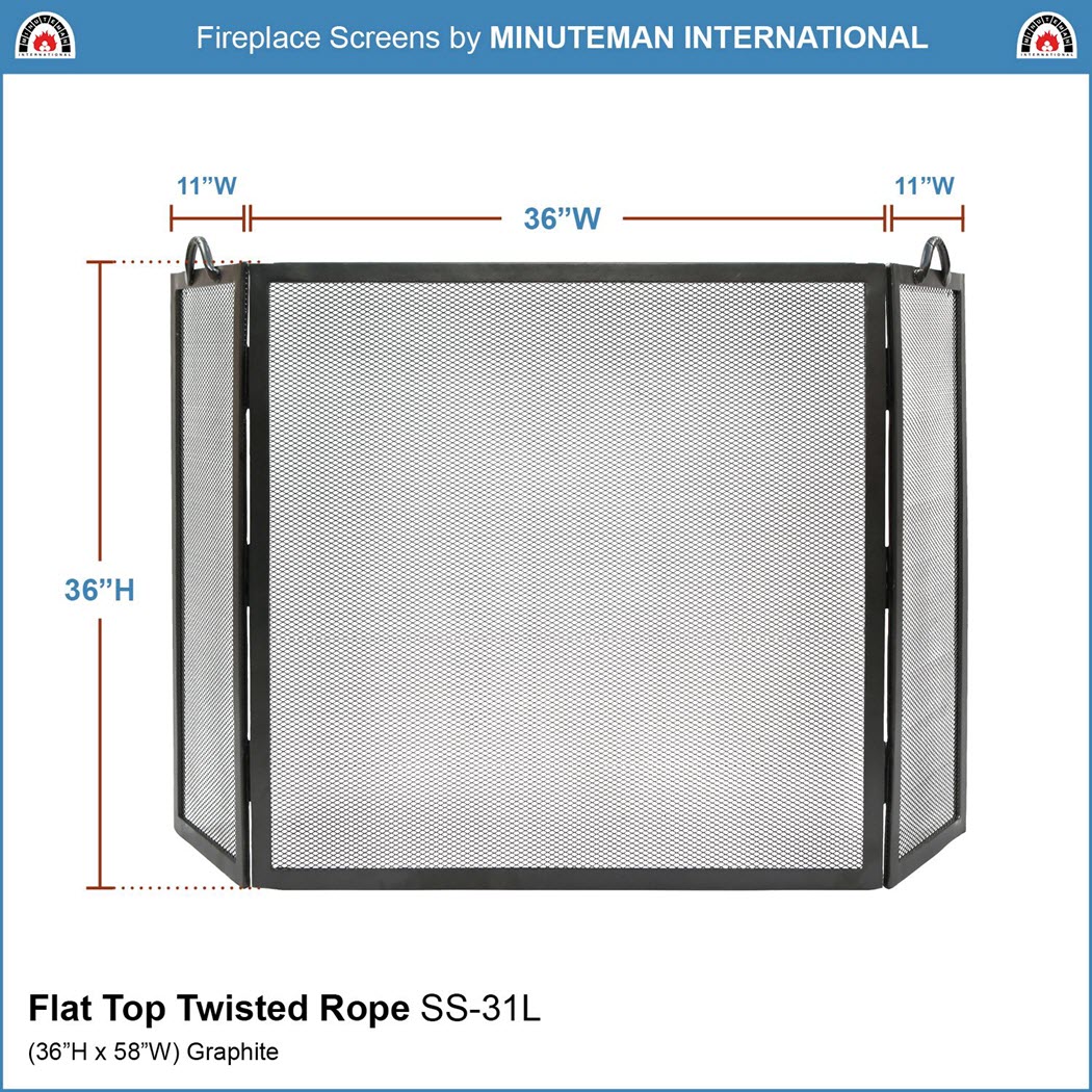 Minuteman 58 Inch Graphite Twisted Rope Folding Screen With Flat Top