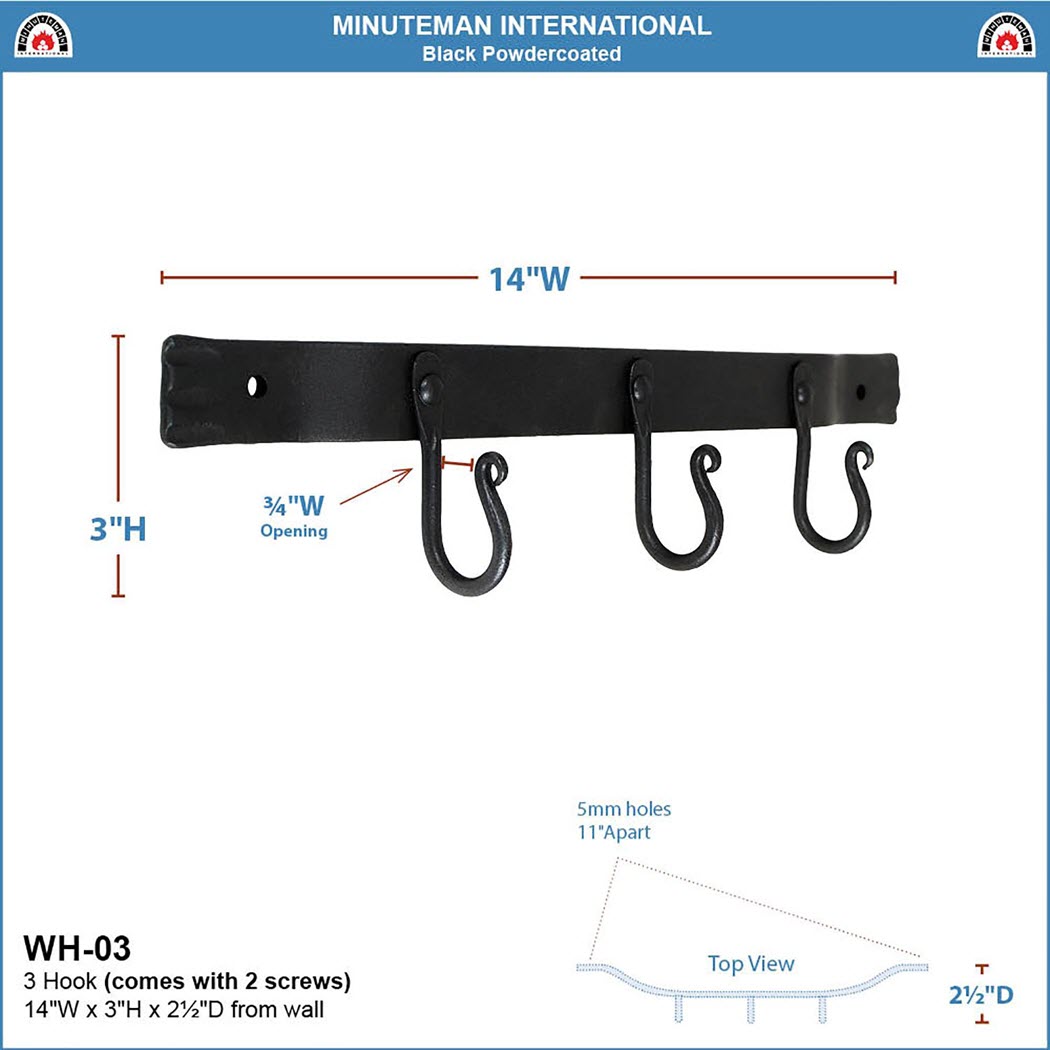 Minuteman Three Hook Wall Bracket
