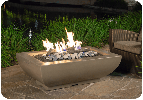 American Fyre Designs Bordeaux Rectangle Gas Fire Bowl