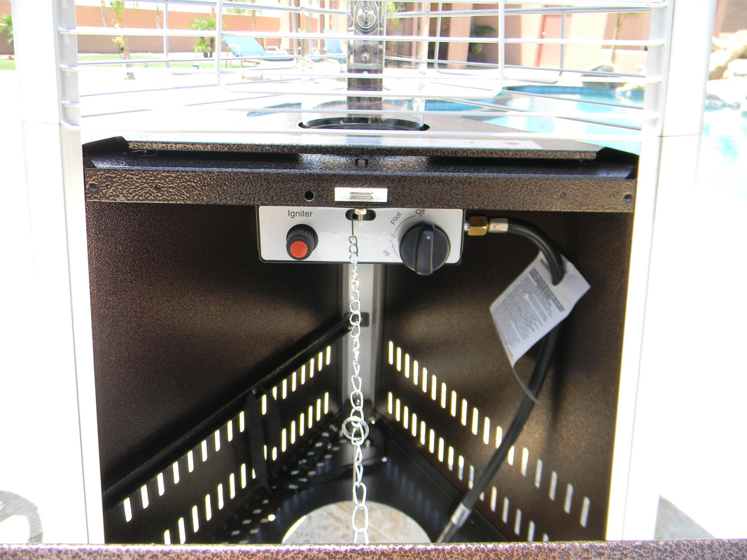 AZ Patio Heaters 25 Inch Hammered Bronze Compact Glass Tube Propane Patio Heater