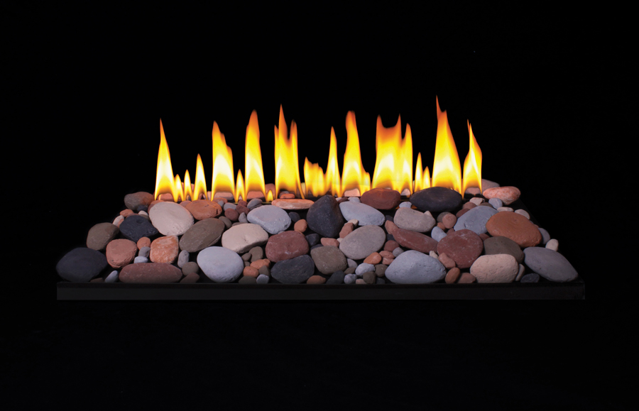 Empire 24" Medium Assortment Ventless Propane Gas Fire Rock Set and Intermittent Loft Burner