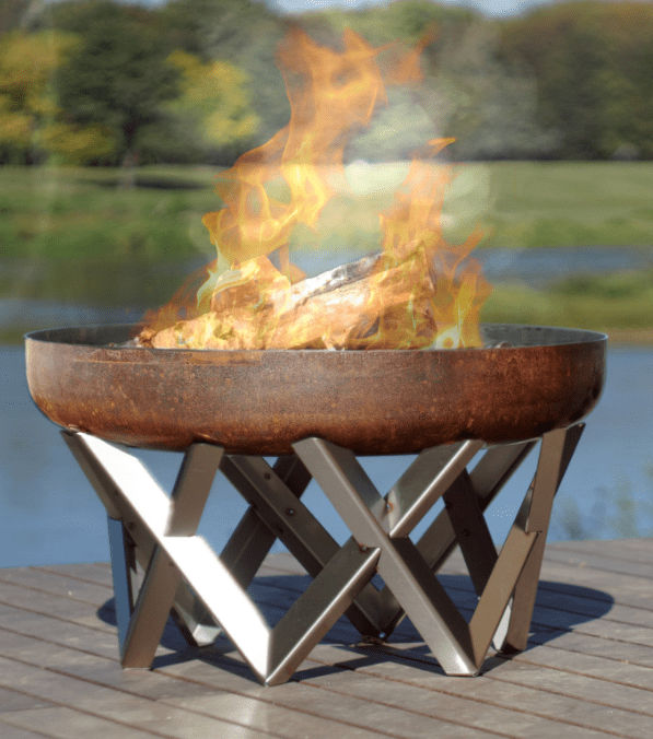 Curonian Deco 37 2/5 Inch Vingis Steel Wood Burning Fire Pit