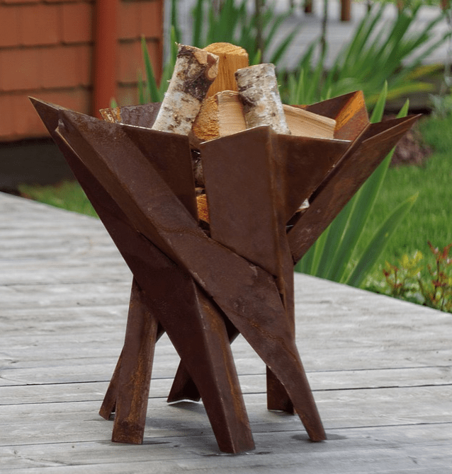 Curonian Deco 22 Inch Phoenix Blossom Carbon Steel Wood Burning Fire Pit