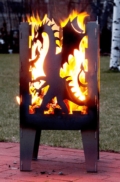 Curonian Deco 14 3/5 Inch Dragon Carbon Steel Wood Burning Fire Pit