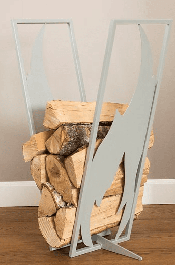 Curonian Deco 20 Inch Flame Powder Coated Steel Indoor Log Rack