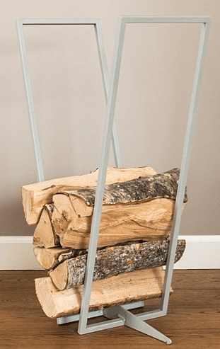 Curonian Deco 20 Inch Transparent Powder Coated Steel Indoor Log Rack