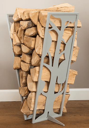 Curonian Deco 20 Inch Tree Powder Coated Steel Indoor Log Rack