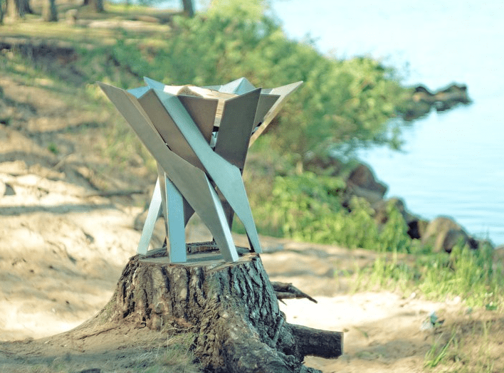 Curonian Deco 22 Inch Phoenix Blossom Stainless Steel Wood Burning Fire Pit