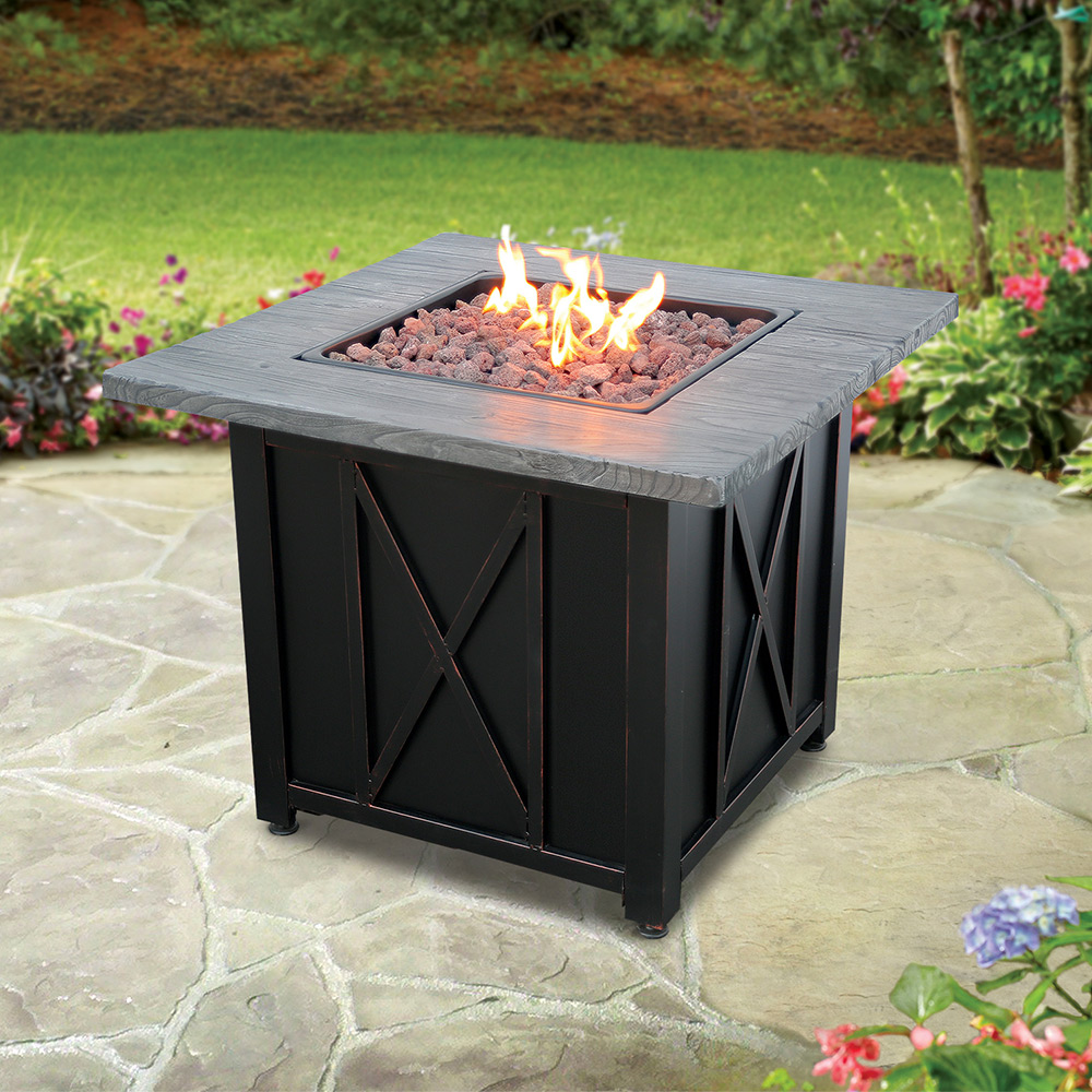 Endless Summer 30" Propane Fire Table with Faux Wood Resin Mantel