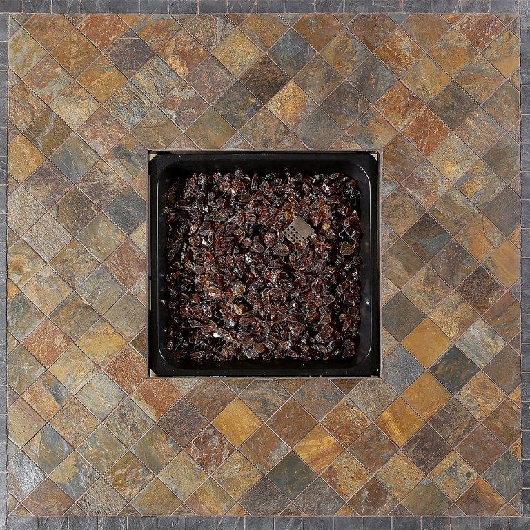 Endless Summer 42" Square Propane Fire Table with Slate Tile Mantel