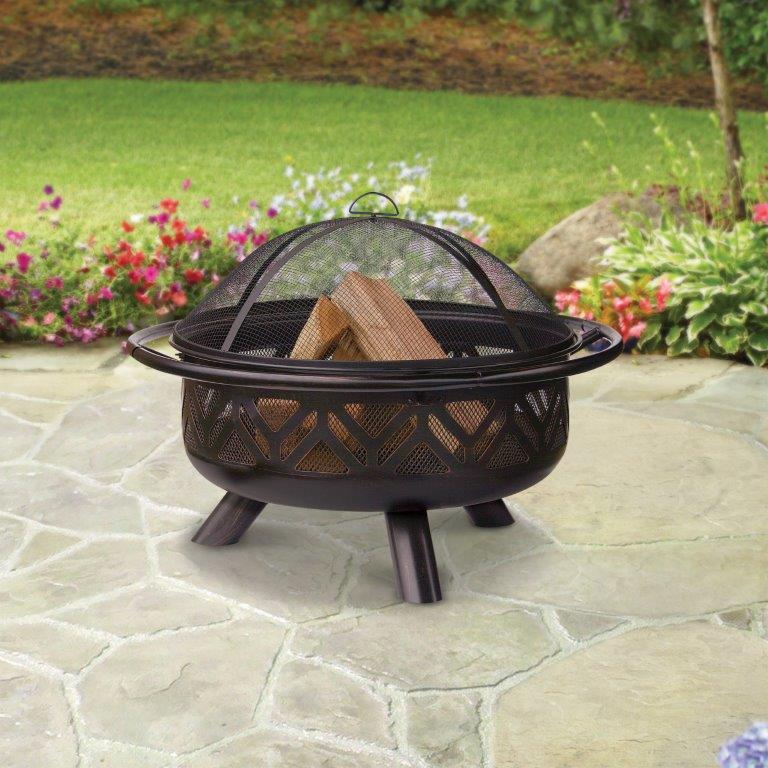 Endless Summer Oil-Rubbed Bronze Fire Pit with Geometric Design