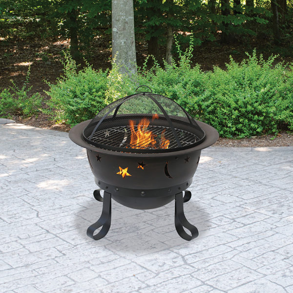 Endless Summer Oil-Rubbed Bronze Fire Pit with Moon and Stars Design