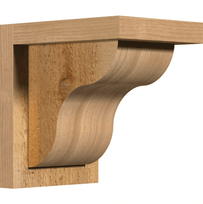 Ekena Millwork 6 Inch Rough Sawn Carmel Corbels with Backplate