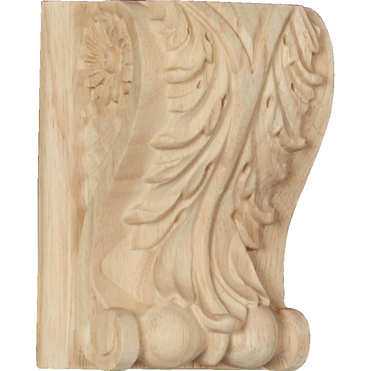 Ekena Millwork 3 1/2 Inch Small Acanthus Block Wood Corbel with Backplate