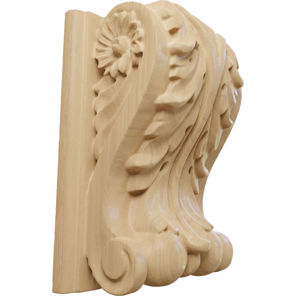 Ekena Millwork 3 1/2 Inch Small Acanthus Block Wood Corbel with Backplate