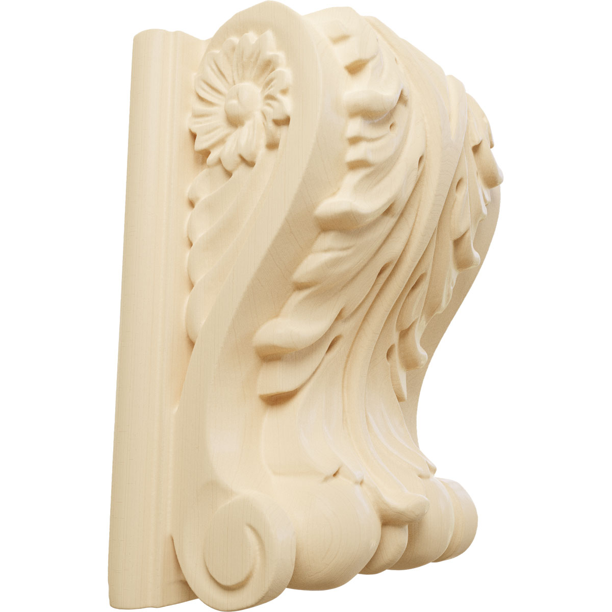 Ekena Millwork 4 1/4 Inch Medium Acanthus Block Wood Corbel with Backplate