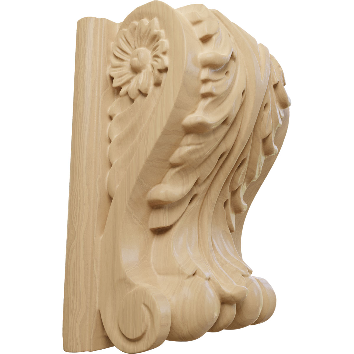 Ekena Millwork 4 1/4 Inch Medium Acanthus Block Wood Corbel with Backplate
