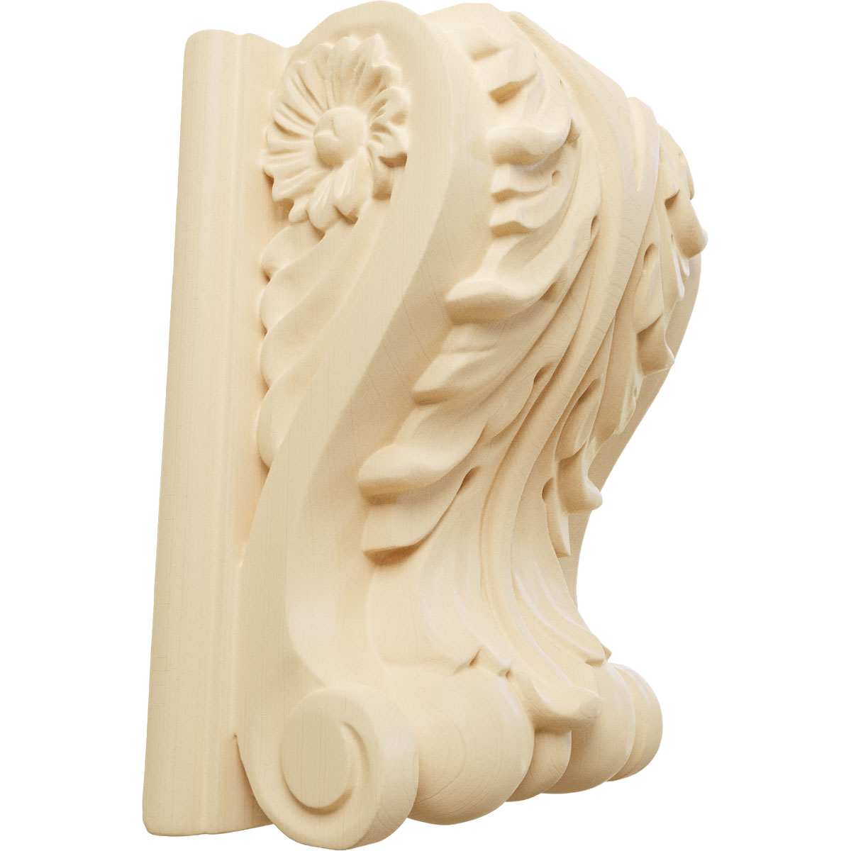 Ekena Millwork 5 Inch Large Acanthus Block Wood Corbel with Backplate