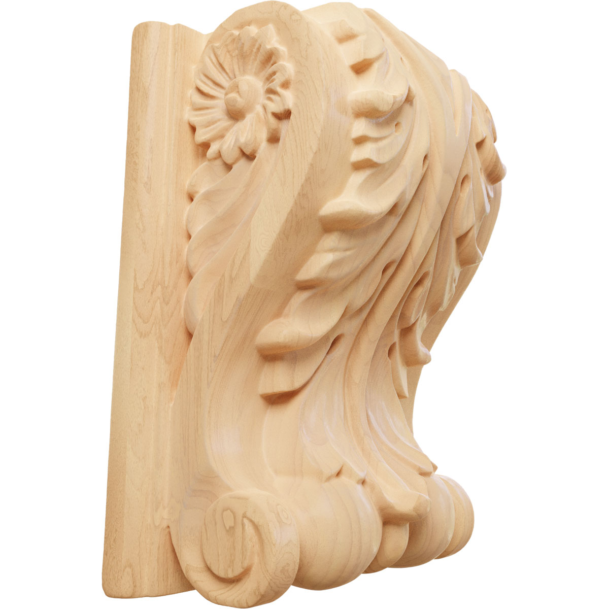 Ekena Millwork 5 Inch Large Acanthus Block Wood Corbel with Backplate