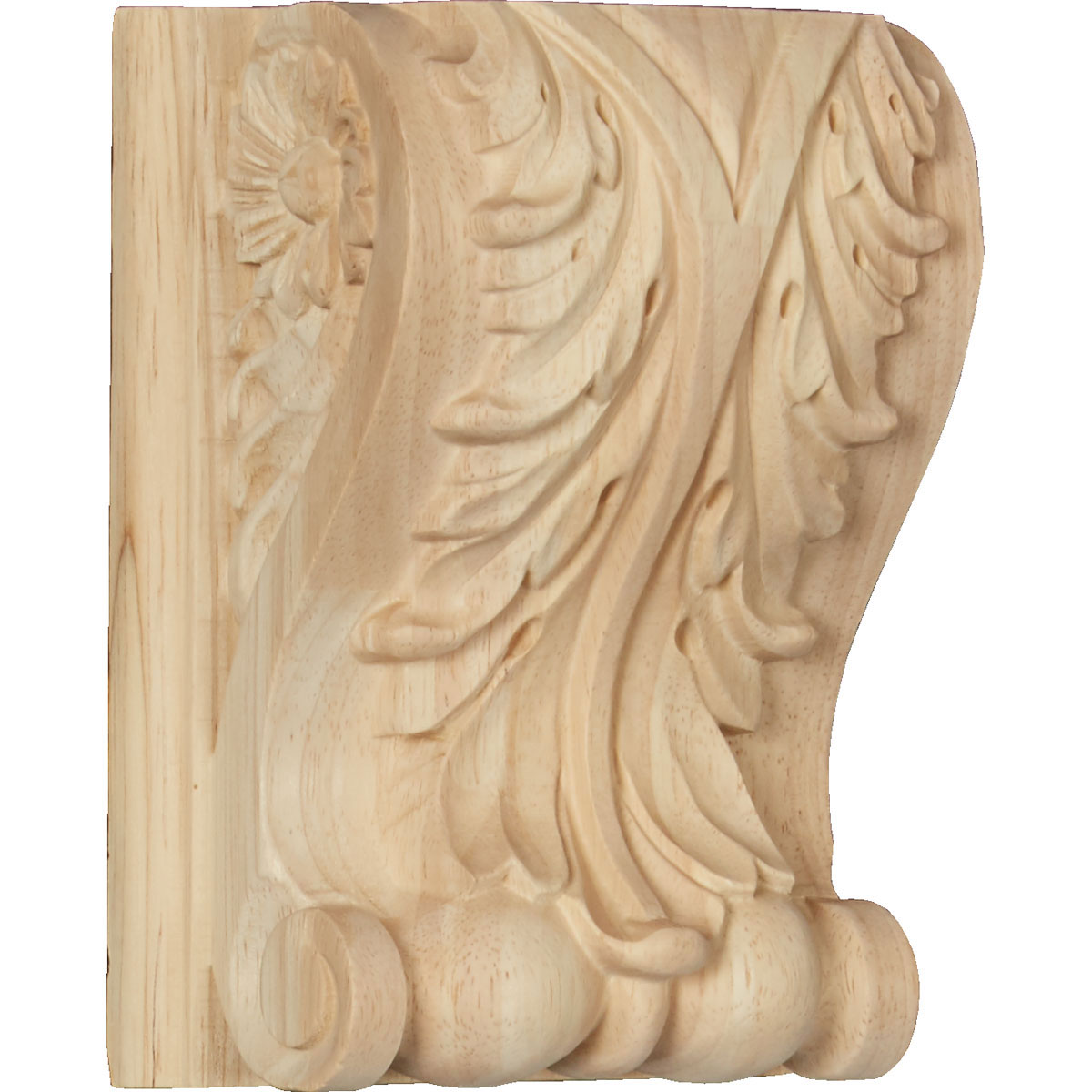 Ekena Millwork 5 Inch Large Acanthus Block Wood Corbel with Backplate