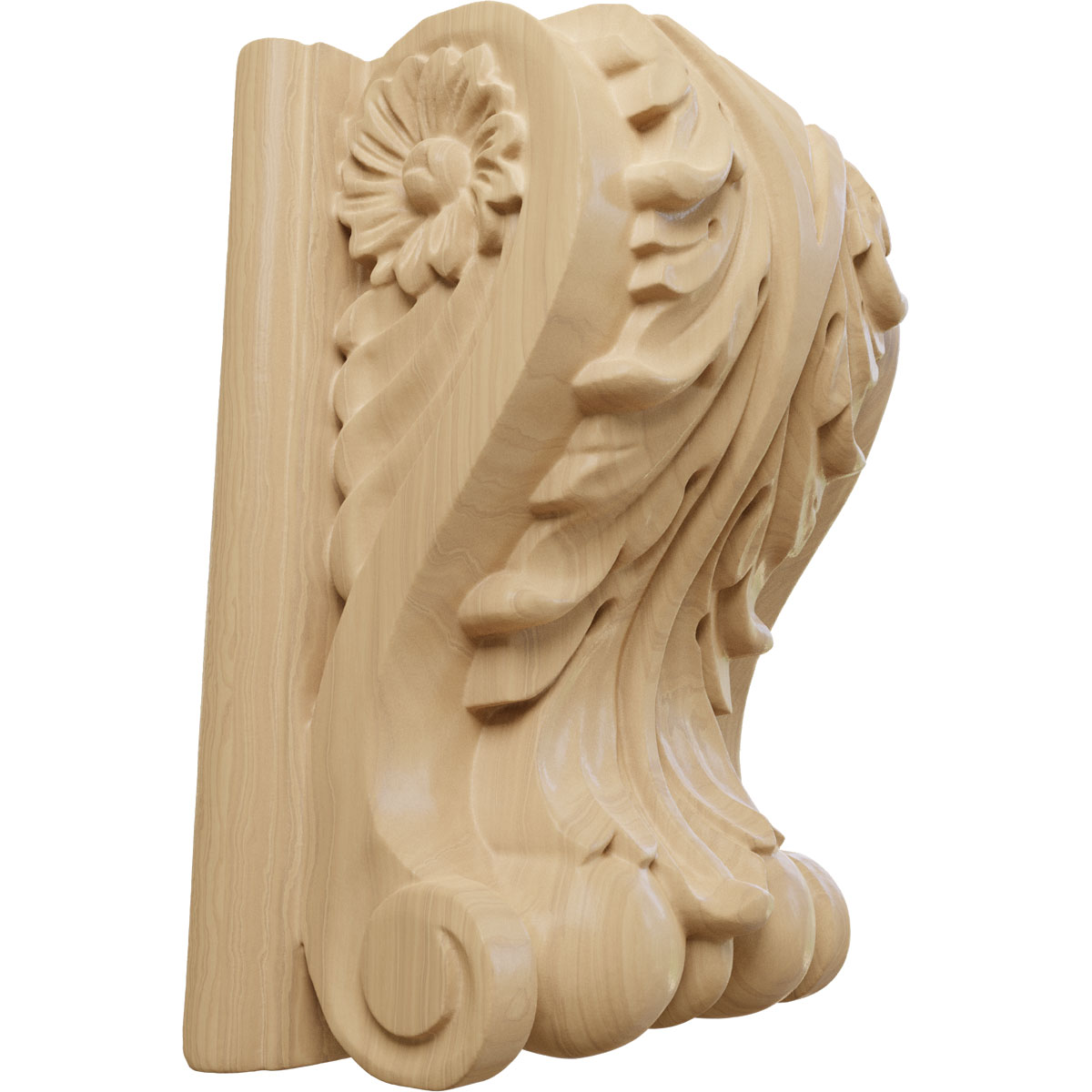 Ekena Millwork 5 Inch Large Acanthus Block Wood Corbel with Backplate