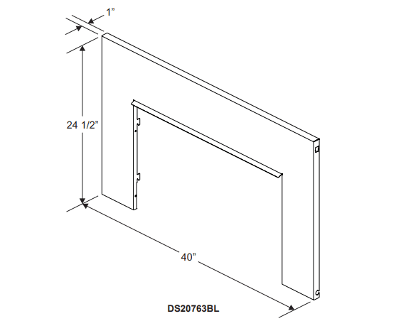 Empire Black 3-Sided Fireplace Surround for Small Loft and Innsbrook Vent-Free Inserts